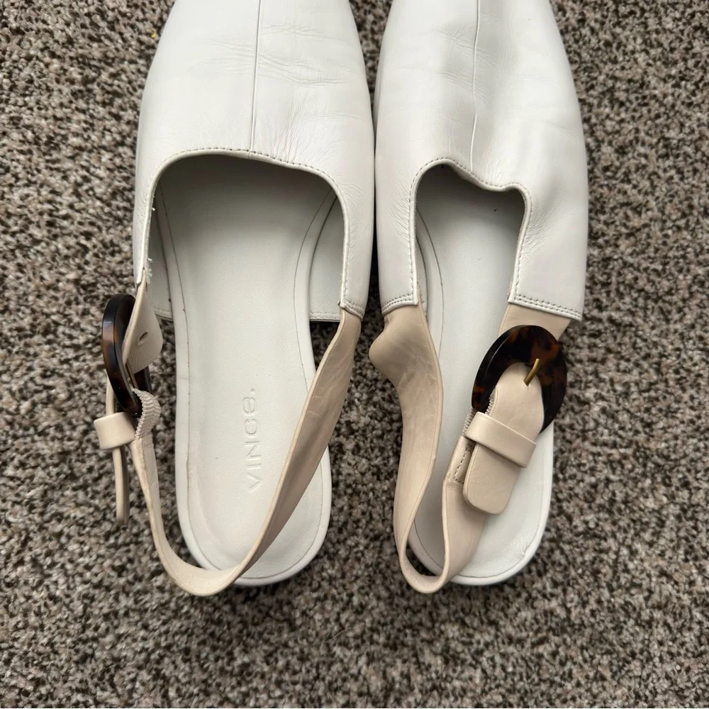 Vince White Leather Sling Back Flats - Picture 3 of 5